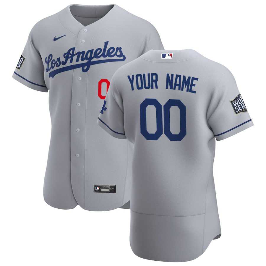 Los Angeles Dodgers Customized Nike Gray Road 2020 World Series Bound Team MLB Jersey